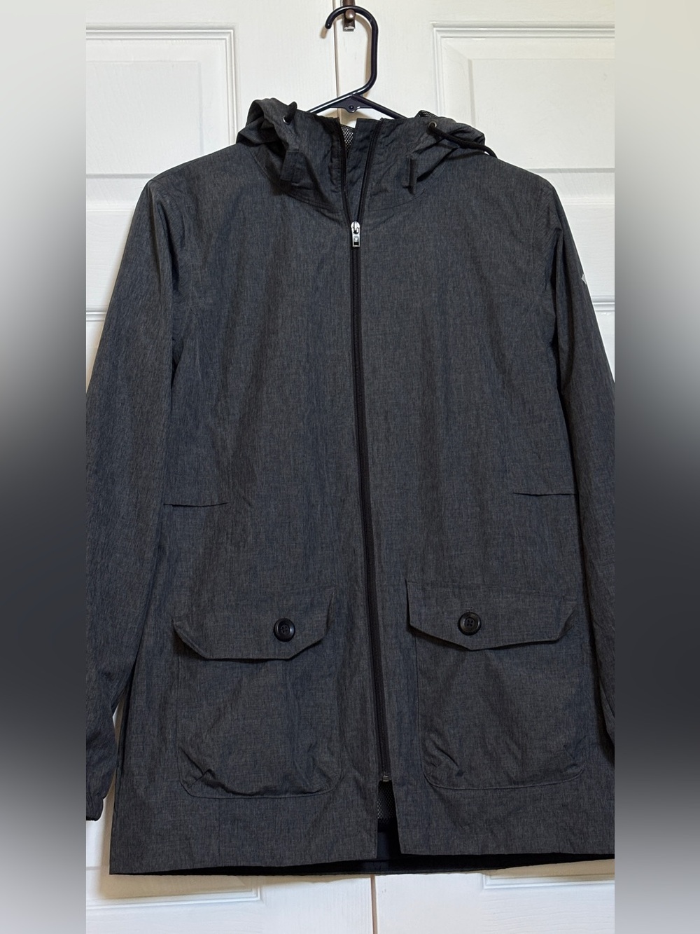 Columbia Omni-Tech Hooded Rain Jacket Mens M Gray Waterproof Breathable Coat